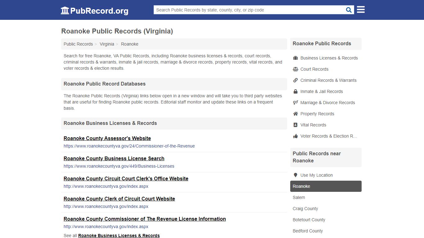 Free Roanoke Public Records (Virginia Public Records)