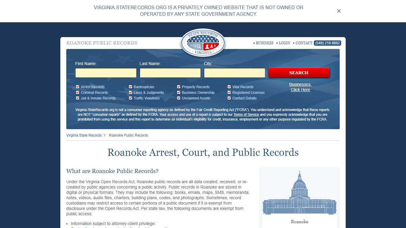 Roanoke Arrest and Public Records | Virginia.StateRecords.org